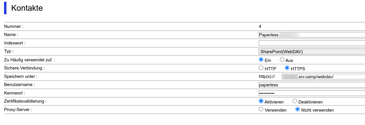 Epson ES-580W WebDAV settings for Paperless-ngx at server.camp